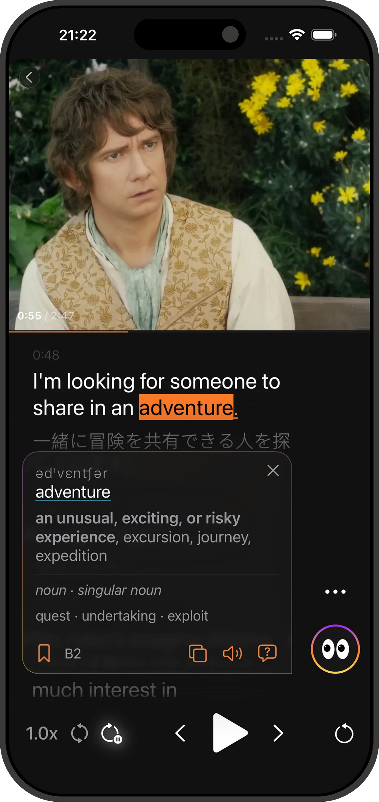 iPhone app to learn languages from YouTube — tap any word for instant AI translation