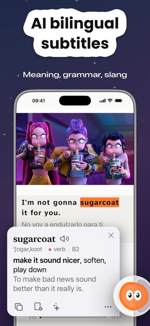 Subtitles and explanations