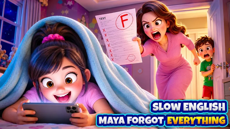 Slow English with Tommy on YouTube: “Maya Got an F and Hid It From Mom… Until Tommy Found Out!”