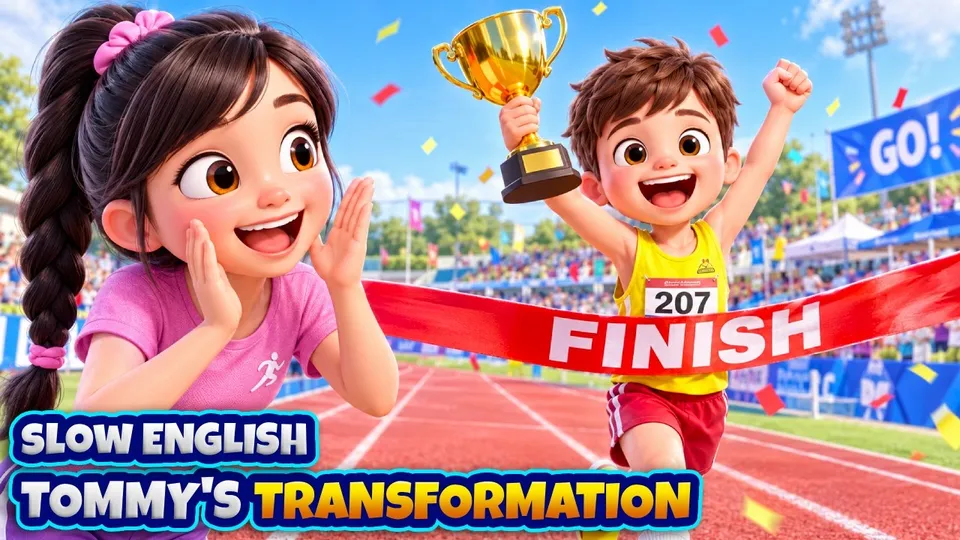 Slow English with Tommy على يوتيوب: “Tommy Couldn’t Finish the Race… Then He Came Back a Month Later!”